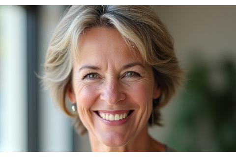 Elara Thorne, a compassionate health coach, smiling warmly.