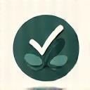 A circular icon with a checkmark and a blooming plant, symbolizing growth and achievement.