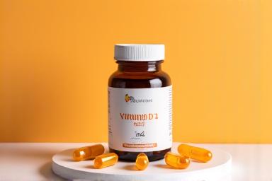 Vitamin D3 + K2 supplements in a small amber bottle