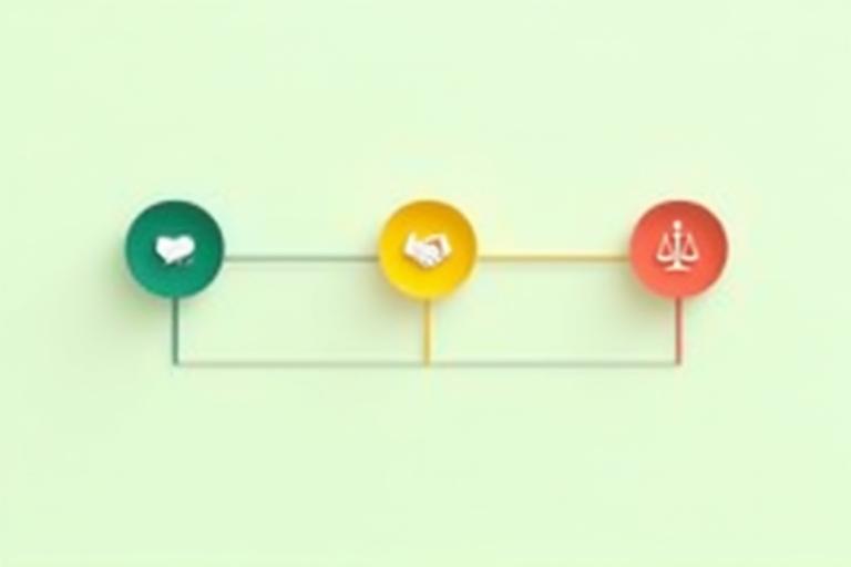 Stylized timeline graphic with icons representing communication, mediation, and legal resolution, embodying a clear process